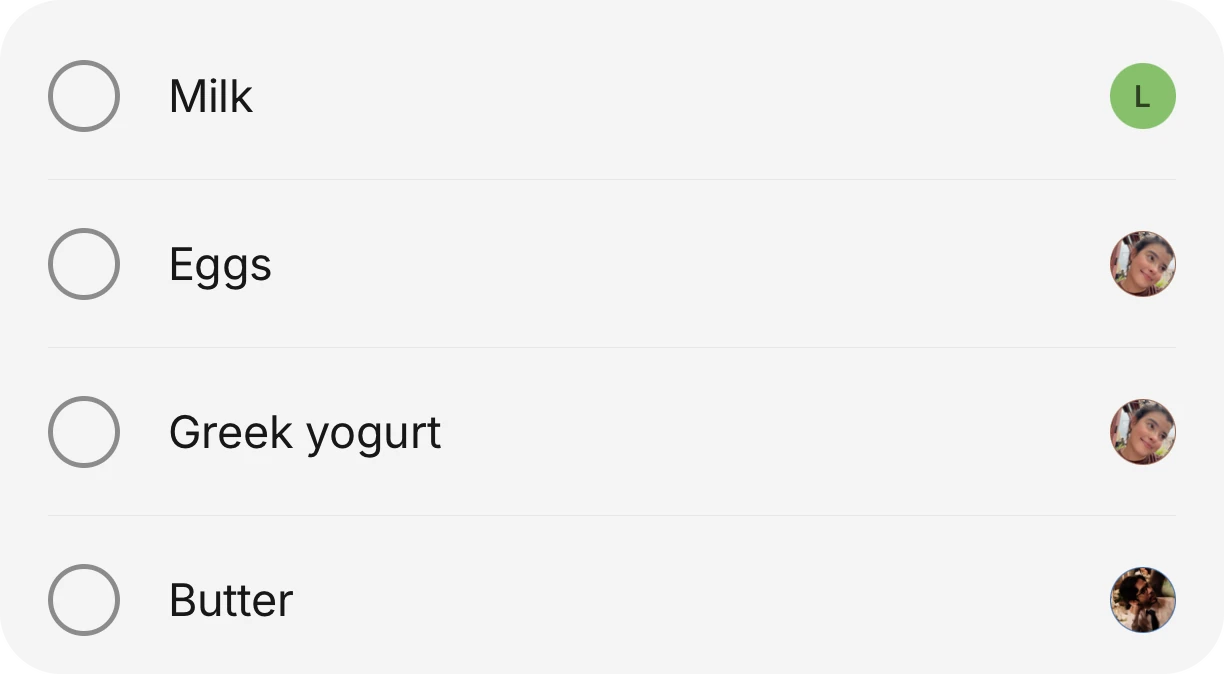 Milk, eggs, Greek yogurt and butter, each with who added it